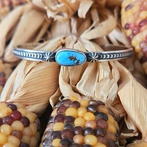 Gorgeous NWOT Native American Golden Hills Turquoise Stacker Cuff Bracelet 🎁❤️